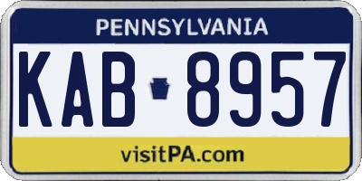 PA license plate KAB8957