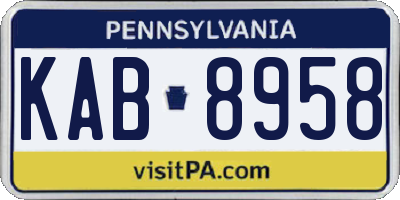 PA license plate KAB8958