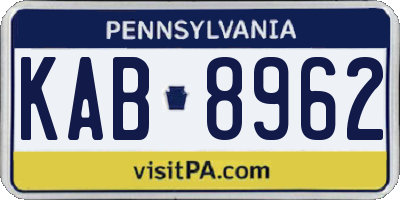 PA license plate KAB8962
