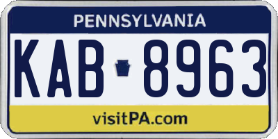 PA license plate KAB8963