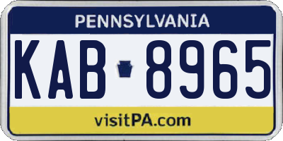 PA license plate KAB8965