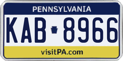 PA license plate KAB8966