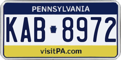PA license plate KAB8972