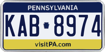 PA license plate KAB8974
