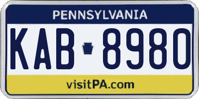 PA license plate KAB8980