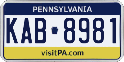 PA license plate KAB8981