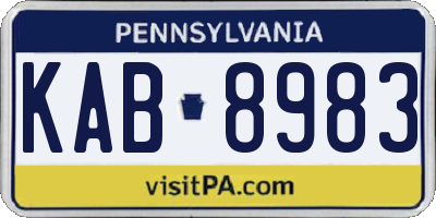 PA license plate KAB8983