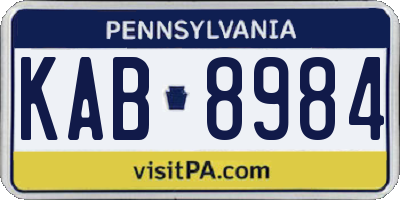 PA license plate KAB8984