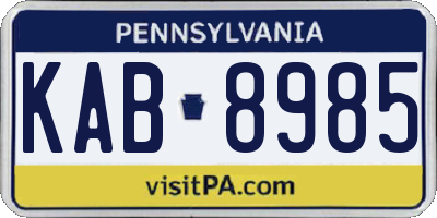 PA license plate KAB8985