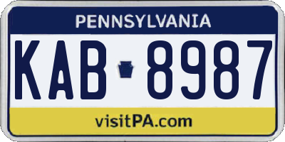 PA license plate KAB8987