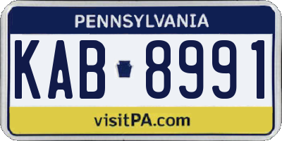 PA license plate KAB8991