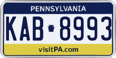 PA license plate KAB8993