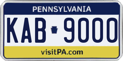 PA license plate KAB9000