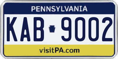 PA license plate KAB9002