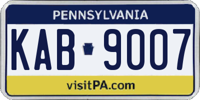 PA license plate KAB9007