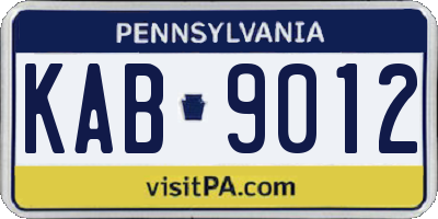 PA license plate KAB9012