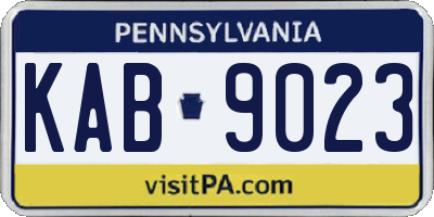 PA license plate KAB9023