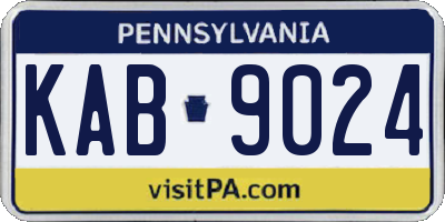 PA license plate KAB9024