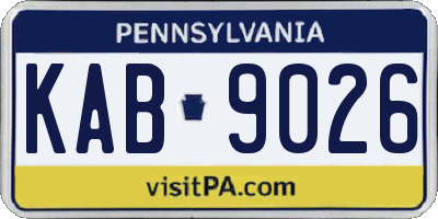 PA license plate KAB9026
