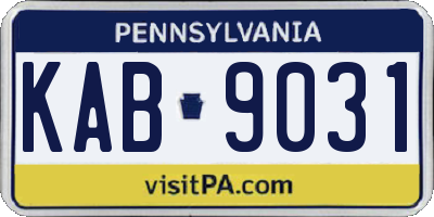 PA license plate KAB9031