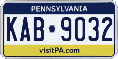 PA license plate KAB9032