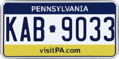 PA license plate KAB9033