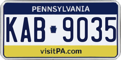 PA license plate KAB9035