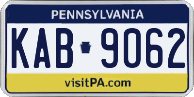 PA license plate KAB9062