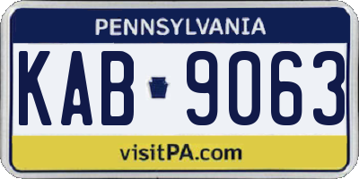 PA license plate KAB9063