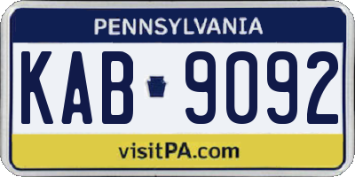 PA license plate KAB9092