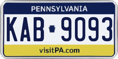 PA license plate KAB9093