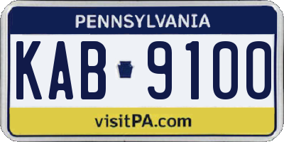 PA license plate KAB9100