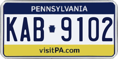 PA license plate KAB9102