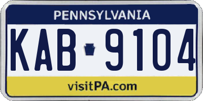 PA license plate KAB9104
