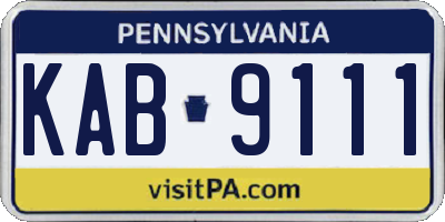PA license plate KAB9111