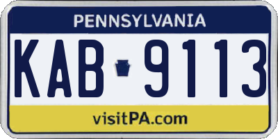 PA license plate KAB9113