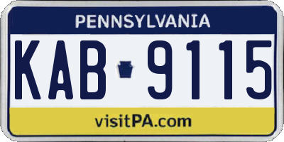PA license plate KAB9115