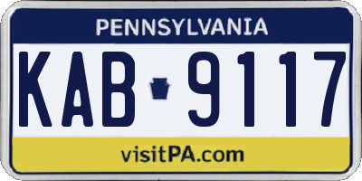 PA license plate KAB9117