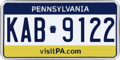 PA license plate KAB9122
