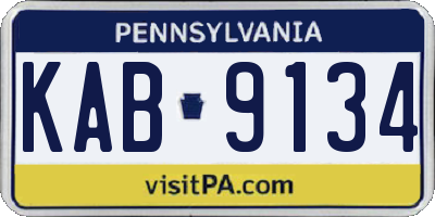 PA license plate KAB9134