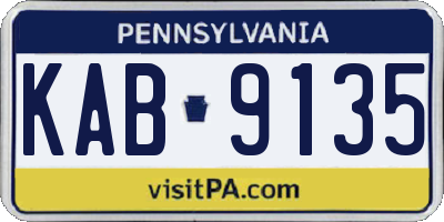 PA license plate KAB9135