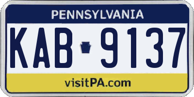 PA license plate KAB9137