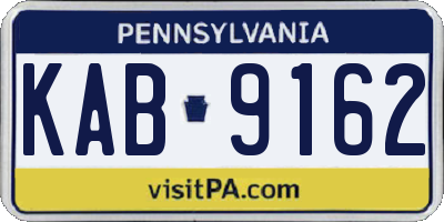PA license plate KAB9162