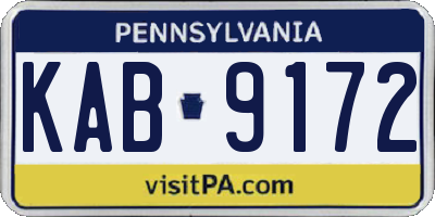 PA license plate KAB9172