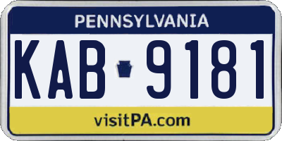 PA license plate KAB9181
