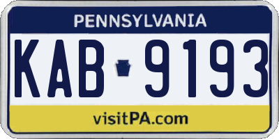 PA license plate KAB9193