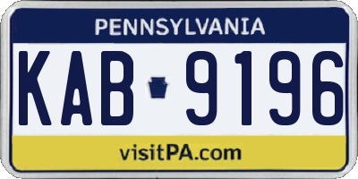 PA license plate KAB9196