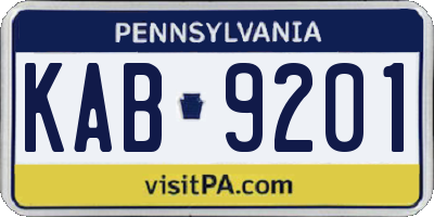 PA license plate KAB9201