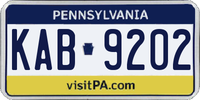 PA license plate KAB9202