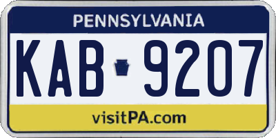 PA license plate KAB9207